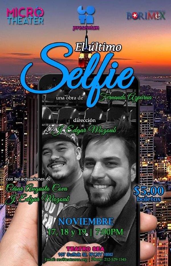 Afiche de "Mi último selfie", con J. Edgar Mozoub y César Augusto Cova.