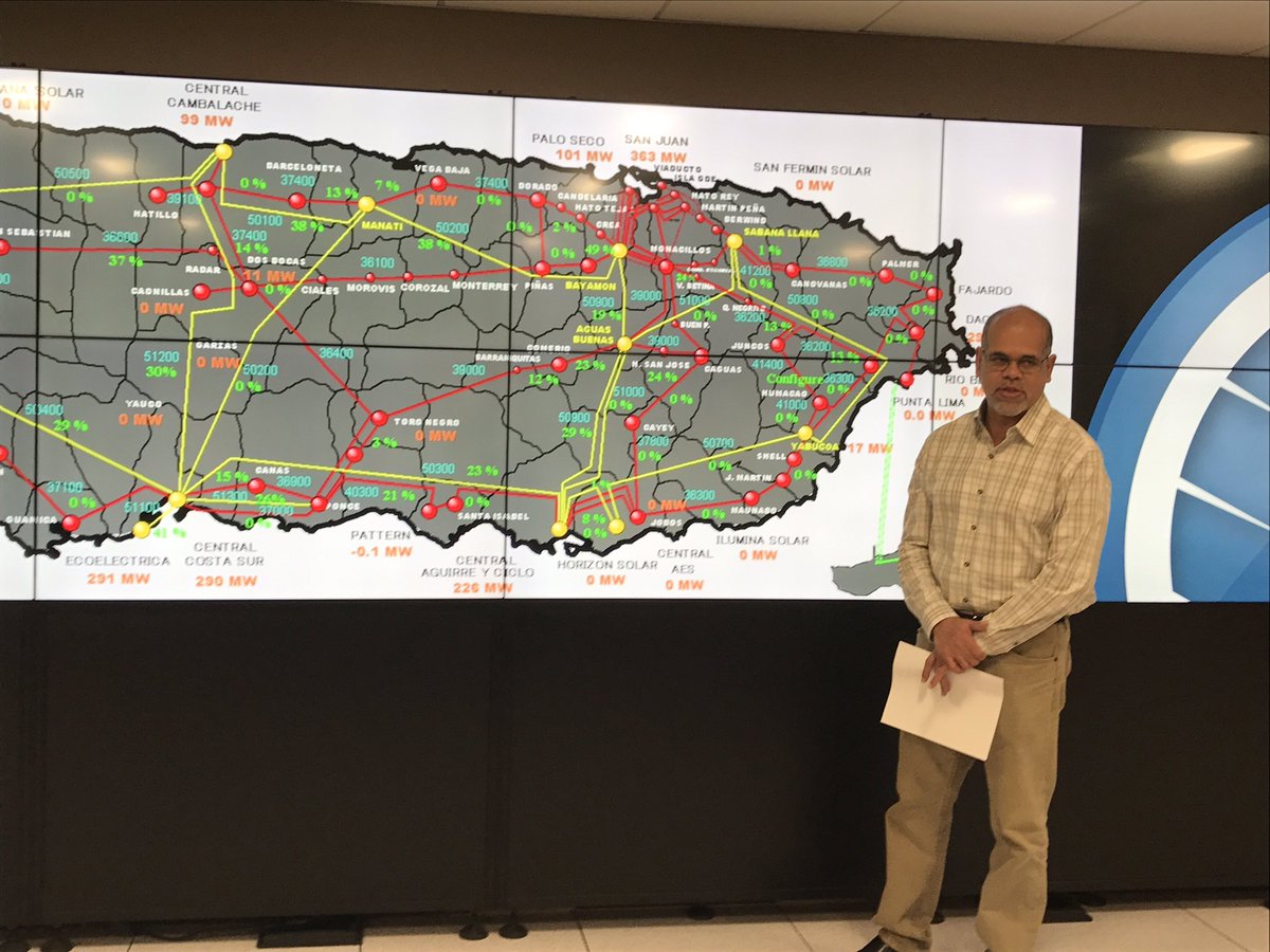 Justo Gonz&aacute;lez  inform&oacute; hoy que este pasado fin de semana, brigadas de dicha compa&ntilde;&iacute;a y otras de Estados Unidos tuvieron "grandes avances" en restaurar el servicio. (foto twitter @AEEONLINE)