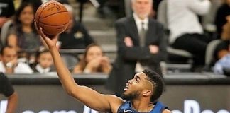 Karl Anthony Towns sigue afianzándose como líder en el apartado de dobles-dobles en la NBA al conseguir su número 49 en lo que va de competición. (foto archivo)
