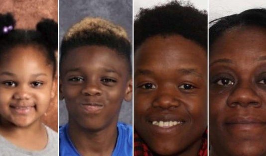 Shanta Myers, de 36 años, su hija Shanise, de 5, y su hijo Jeremiah, de 11, así como la pareja de Shanta, Brandi Mells, de 22 años. (foto twitter)