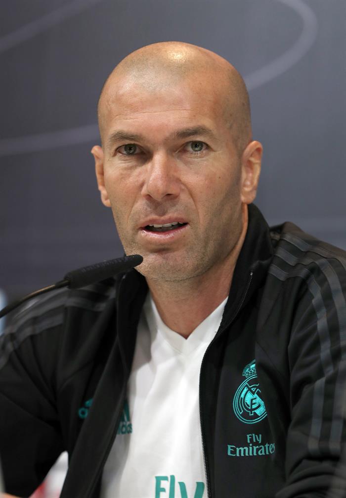 El entrenador del Real Madrid, Zinedine Zidane, durante una rueda de prensa. 