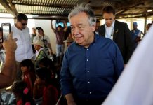 Guterres ve la paz de Colombia como oportunidad de extender el Estado social António Guterres en su visita al espacio territorial de capacitación y reincorporación de Buenavista, en Mesetas (Colombia).