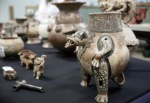Piezas de la colección de 196 piezas arqueológicas precolombinas.