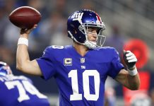 El mariscal de campo Eli Manning