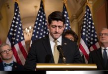El Congreso cada vez más cerca de provocar un cierre del Gobierno El presidente de la Cámara de Representantes, Paul Ryan, habla durante una conferencia de prensa instando a los demócratas del Senado a votar y aprobar una resolución hoy, jueves 18 de enero de 2018, en el Capitolio, en Washington,