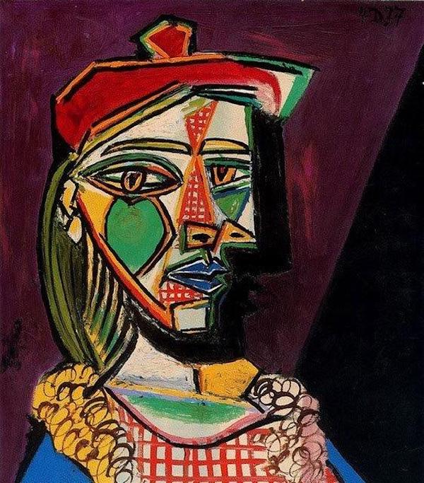 Mujer con boina y vestido de cuadros de Pablo Picasso