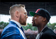 McGregor dice que su "hijo" Mayweather prefiere la retirada a enfrentarlo El luchador de artes marciales Conor McGregor (i) y el boxeador Floyd Mayweather (d).