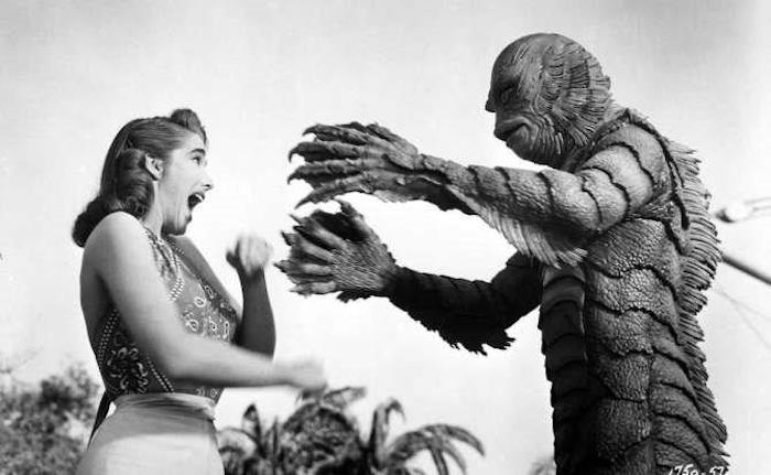 Julia Adams y el hombre anfibio , en Creature of the Black Lagoon, cinta de 1954 e inspiraci&oacute;n para The Shape of Water, candidata a 13 premios Oscar
