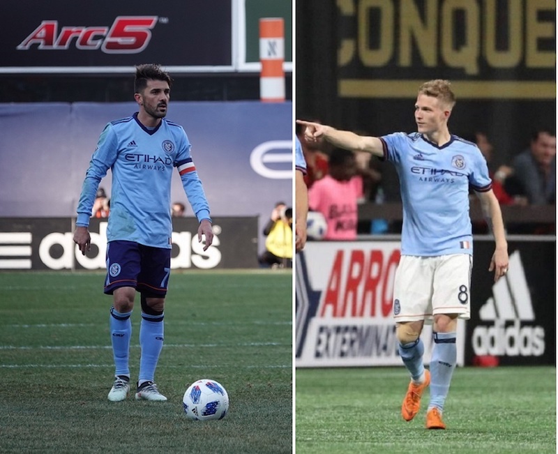 Los autores de los goles para que el New York City empatar&aacute; con el Atlanta United F.C. (Izquierda). David "Guaje" Villa capit&aacute;n del New York City F.C., anot&oacute; el primer gol del empate de tiro penal. (Derecha) Alexander Ring anot&oacute; el empate final. (Fotos cortes&iacute;a Cathy Lojo y Getty Image).&nbsp;