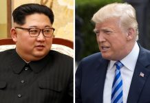 EEUU aplaza sanciones contra Corea del Norte que tenía listas Combo de fotografías de archivo que muestra al líder norcoreano Kim Jong-Un (i) y al presidente de los Estados Unidos, Donald J. Trump (d)