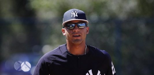 Gleyber Torres durante una práctica de los yankees.
