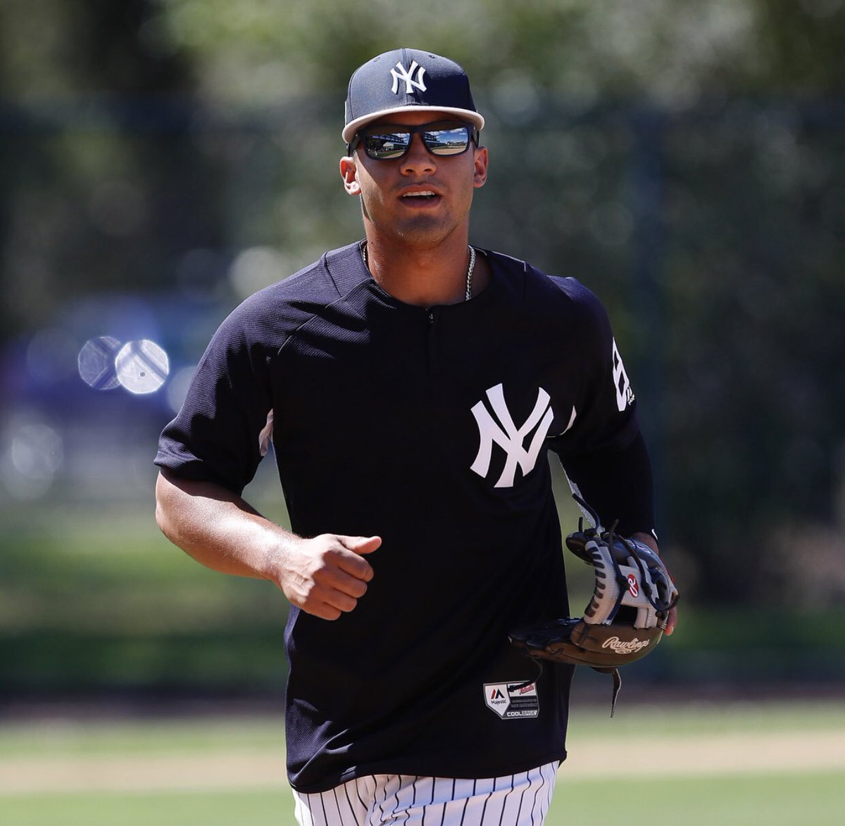 Gleyber Torres durante una práctica de los yankees.