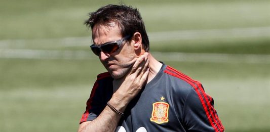 El seleccionador de España Julen Lopetegui durante un entrenamiento
