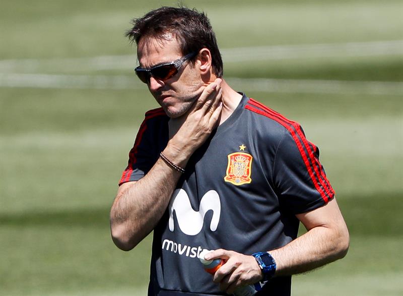 El seleccionador de España Julen Lopetegui durante un entrenamiento