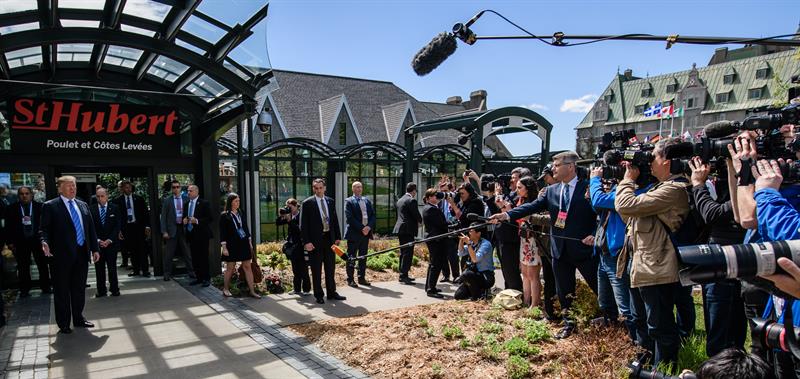 Trump ofreció una rueda de prensa en la sede de la cumbre del G7 durante la cual abordó su inminente encuentro con Kim.