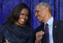 Michelle y Barack durante una cena en un asador madrileño