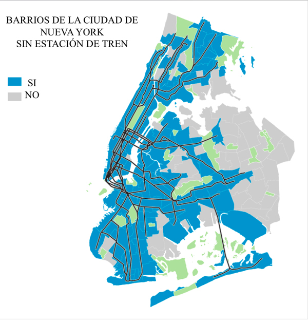 Seg&uacute;n el informe de Contralor&iacute;a, cincuenta y cinco vecindarios sin facilidades de movilidad est&aacute;n en el Bronx, Brooklyn y Queens. En conjunto, estas comunidades albergan a 200.000 residentes con problemas de movilidad; 340.000 adultos mayores y 200.000 ni&ntilde;os menores de cinco a&ntilde;os. Fuente: Informe de Contralor&iacute;a.
