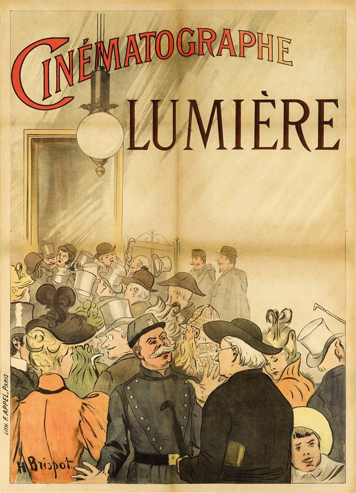  primer cartel, realizado en 1896, para promocionar el cine de los hermanos Lumi&egrave;re,