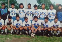 Integrantes del Jiquilisco NY, que en su 'epoca de oro' tuvo muy buenas campañas en canchas del parque Red Hook en Brooklyn. Este sábado 29 de Septiembre, se medirán contra los "Rojos" del Municipal, en partido amistoso en homenaje a José "Bigotes" Reyes. (Foto Cortesía)
