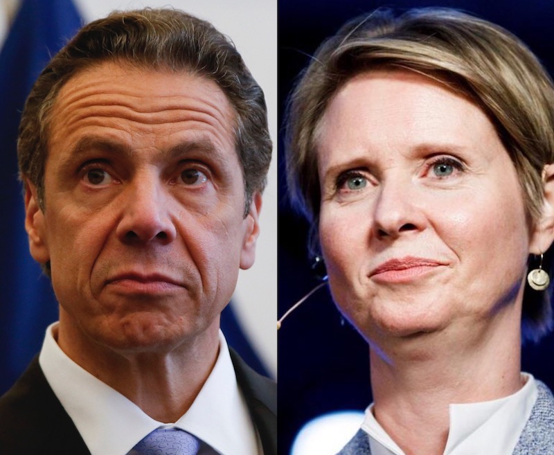 El gobernador de Nueva York Andrew Cuomo y la actriz Cynthia Nixon.