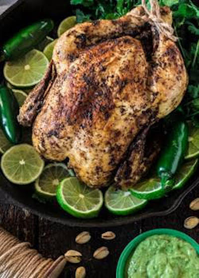 Pollo Asado a lo Peruano con Salsa de Pistacho