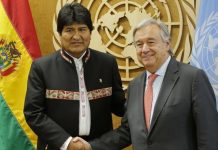 Evo Morales, tiene previsto reunirse con el secretario general de Naciones Unidas, António Guterres, durante su asistencia a la Asamblea General de la ONU la próxima semana