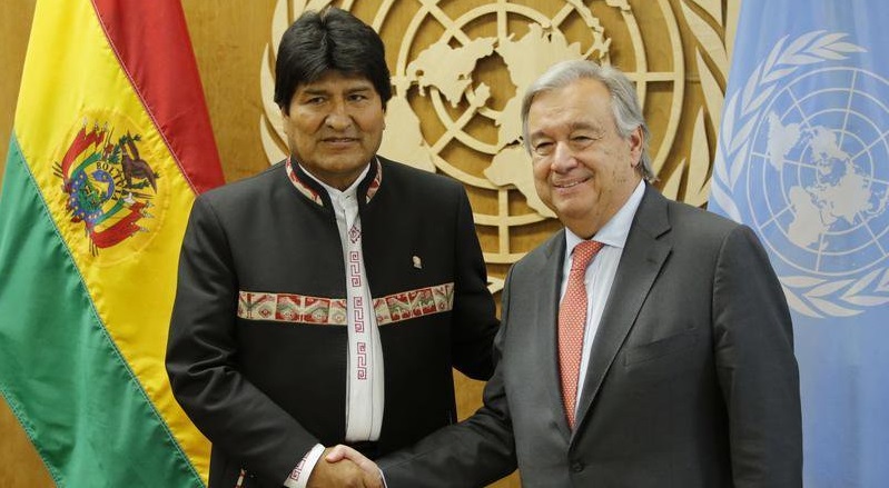 Evo Morales, tiene previsto reunirse con el secretario general de Naciones Unidas, Ant&oacute;nio Guterres, durante su asistencia a la Asamblea General de la ONU la pr&oacute;xima semana