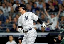 El guardabosques Aaron Judge y el bateador designado Giancarlo Stanton pegaron sendos jonrones para los Yanquis de Nueva York. (Foto de twitter)