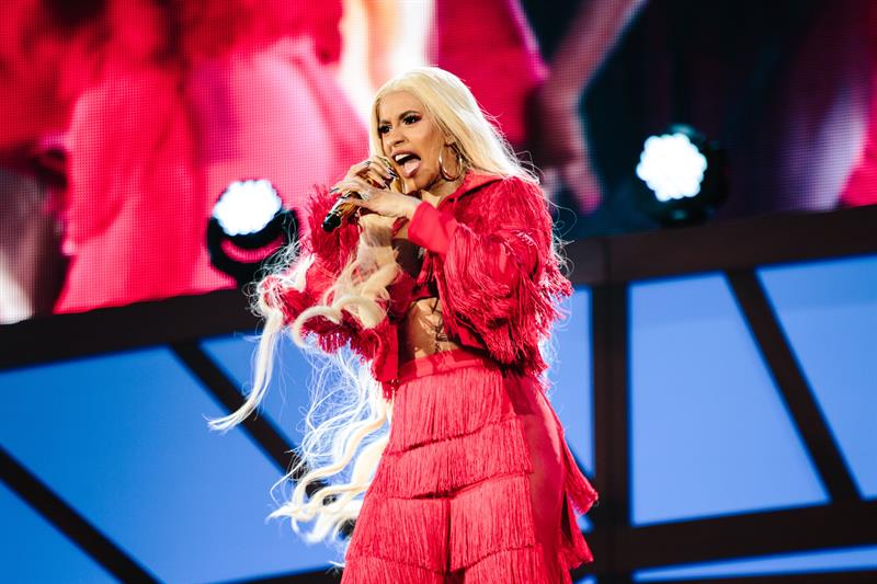 La rapera Cardi B se presenta en el escenario durante un concierto en el Global Citizen Festival en Nueva York, Nueva York. El 29 de septiembre de 2018.