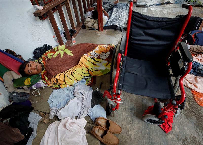 Fotografía de este 22 de octubre de 2018, muestra al hondureño Sergio Cáceres, durante su estancia en un albergue en el municipio de Huixtla, en el estado de Chiapas (México).