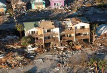 Una semana después de Michael, la tarea de recuperación echa a andar Fotografía aérea que muestra el destrozo ocasionado tras el paso del huracán Michael en Panamá City, Florida, EE.UU., el 11 de octubre de 2018.
