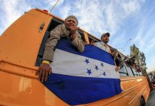 Integrantes de la caravana de centroamericanos