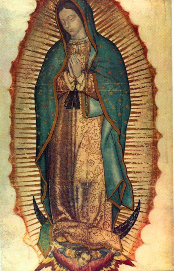 Réplica de la imagen de la Virgen de Guadalupe que se mantiene permanentemente expuesta en la Catedral de San Patricio en la Quinta Avenida de Manhattan, cuyo original se venera, ante fuertes medidas de seguridad por los atentados sufridos, en la Basílica de Ciudad de México, visitada por más de seis millones de peregrinos.