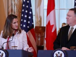 Pompeo y Freeland hablan sobre Venezuela y canadienses detenidos en China El secretario de Estado y la ministra de Exteriores canadiense "discutieron una serie de asuntos globales y bilaterales, incluyendo Rusia y Venezuela", puntualizó la declaración .