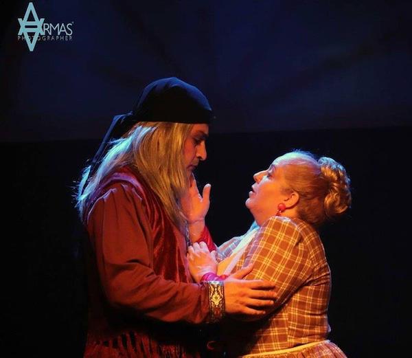  Don Perlimpl&iacute;n, David Ponce y su fiel Marcolfa, Alicita Lora, en una escena de la puesta de HAVANAFAMA