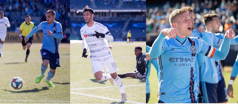 (I) Alexandru Mitriță, autor del primer gol del New York City F.C., (C) Carlos Vela, exmundialista mexicano, anotador del doblete salvando a Los &Aacute;ngeles FC, de terminar pediendo en el Yankee Stadium. (D) El 'capi'&nbsp; Alexander Ring, anotador del segundo&nbsp; tanto para el citizen neoyorquino.(Fotos Cortes&iacute;aCathy Lojo y Washington D&iacute;az).&nbsp;  &nbsp;&nbsp;&nbsp; &nbsp;&nbsp;&nbsp;&nbsp;&nbsp;&nbsp;