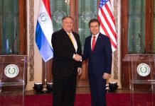 Mike Pompeo, aseguró en Asunción que ve a Paraguay "como un socio" para restablecer la democracia en Venezuela.
