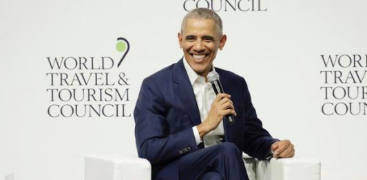 Barack Obama en la cumbre de la Consejo Mundial de Viajes y Turismo.