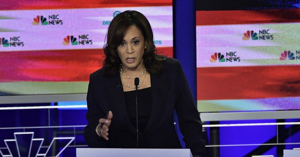 Harris, la &uacute;nica afroamericana en el debate, se impuso a pesos pesados de su partido.