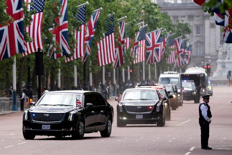 Donald Trump a su llegada a Londres.