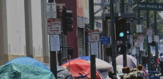 Según una encuesta publicada este mes, las personas que duermen en las calles en Los Ángeles y su área metropolitana aumentaron un 12 % con respecto al año pasado.