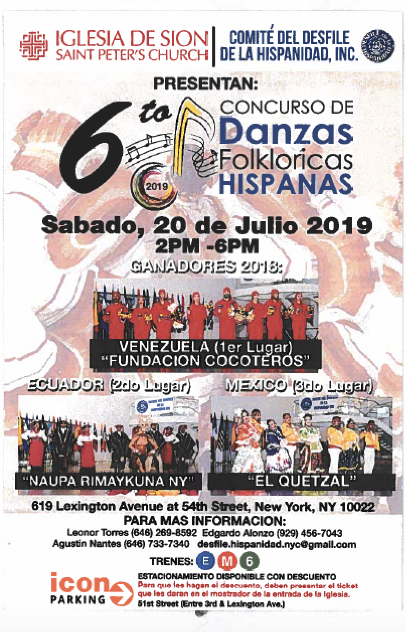 El Comite Desfile de la Hispanidad invita a todos en general, a su 6to Concurso de Danzas Folkloricas Hispanas.