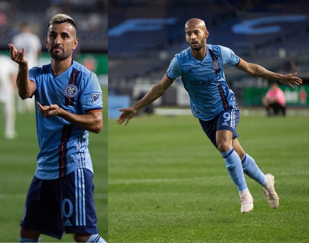 Maximiliano "Maxi" Morales y Heber Araujo dos Santos, los autores de los goles que le dieron la victoria al New York City F.C. sobre el New York Red Bulls. (Fotos: Brian Perez)