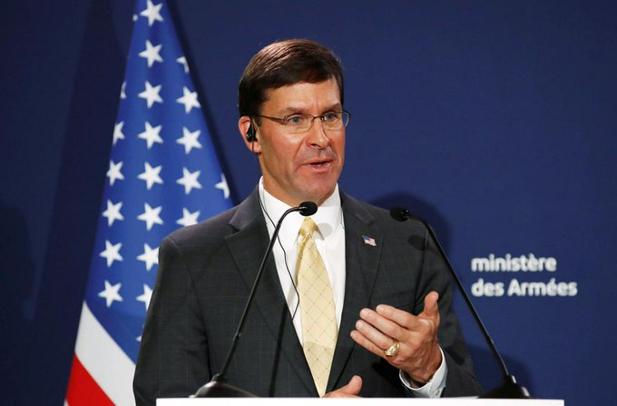 Mark Esper, dijo en Par&iacute;s no estar sorprendido de que Ir&aacute;n haya puesto en marcha centrifugadoras avanzadas para generar uranio.