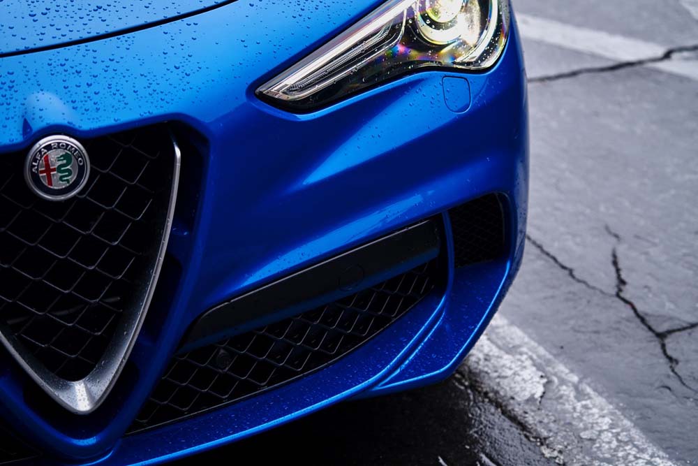 2019 Alfa Romeo Stelvio Quadrifoglio in Misano Blue.