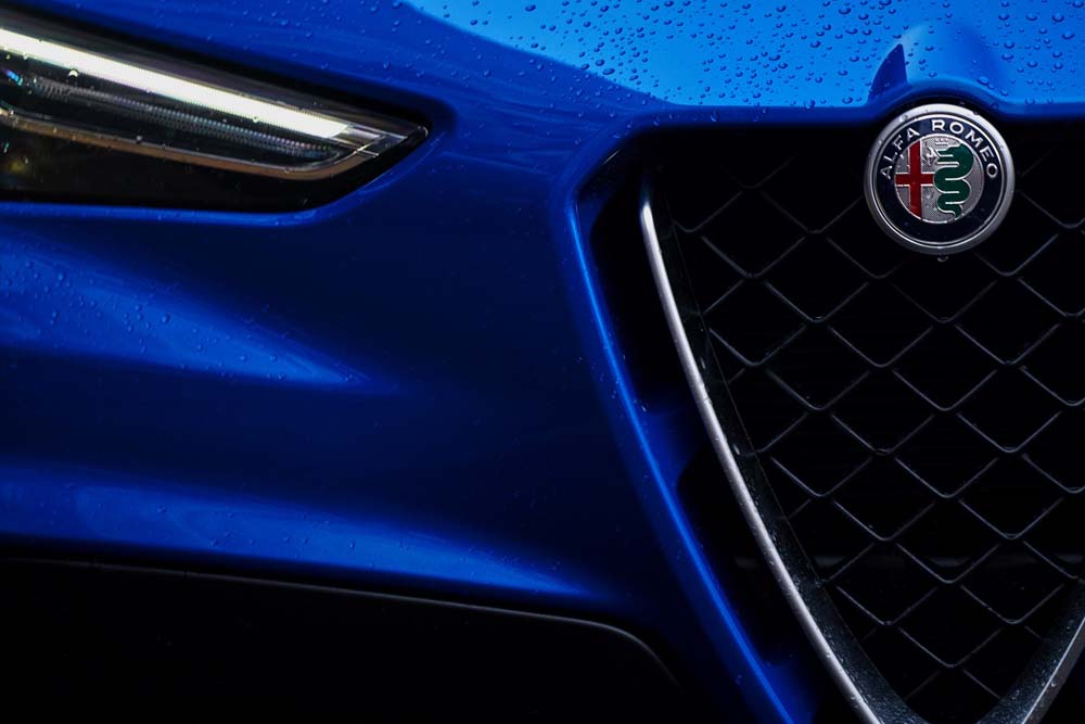 2019 Alfa Romeo Stelvio Quadrifoglio in Misano Blue.