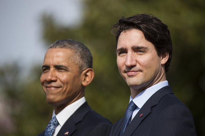 "El mundo necesita ahora su liderazgo progresista y espero que nuestros vecinos del norte lo apoyen para otro mandato", terminó señalando Obama.