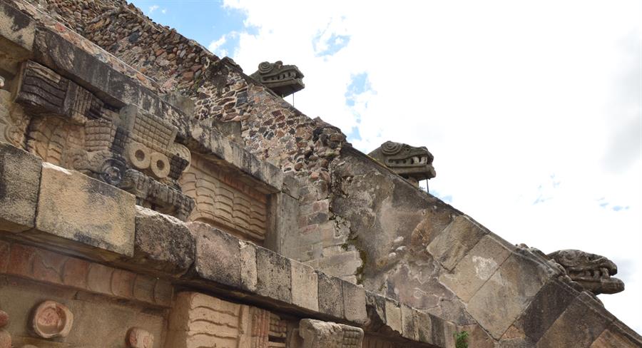 Detalle del templo de Quetzalcoatl en la ciudad prehispánica de Teotihuacán.