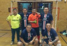 El quinteto Domingo Sabio que no vio acción el sábado pasado (enero 25), esta compartiendo el segundo lugar con el Toque y Gol F.C. en la categoría Master 40+, en la HONDUCOL Liga de Indoor y FutSal. (Foto Buki Chapin).