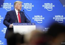 El presidente Donald Trump expuso hoy en el Foro Económico Mundial de Davos la victoria de su Administración